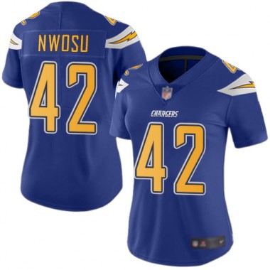 Los Angeles Chargers NFL Football Uchenna Nwosu Electric Blue Jersey Women Limited #42 Rush Vapor Untouchable->youth nfl jersey->Youth Jersey